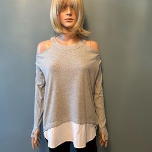 Warrior Sportswear by Danica Patrick Grey Ribbed Cold Shoulder Tunic